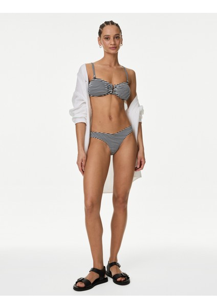Çizgili Bandeau Bikini Üstü