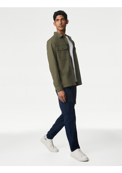 Saf Pamuklu Tapered Fit Kargo Pantolon fırsatları