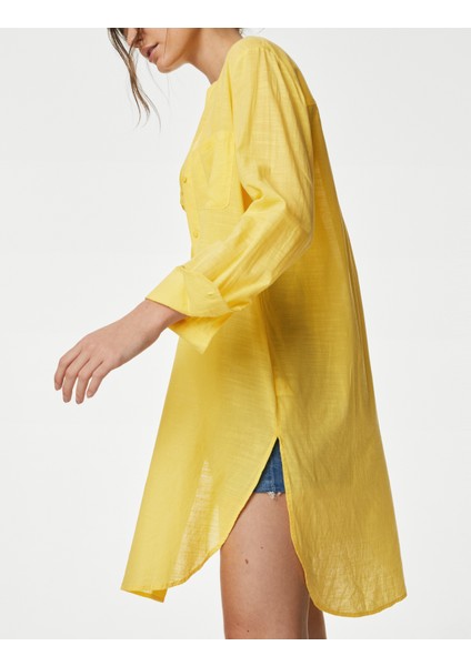 Saf Pamuklu Regular Fit Plaj Gömleği fırsatları