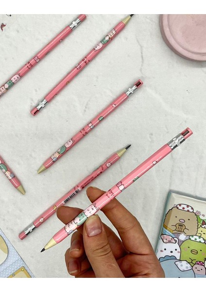 Pembe Sumikko Gurashı Kalemtraşlı 0,5 Kalın Uçlu Kurşun Kalem