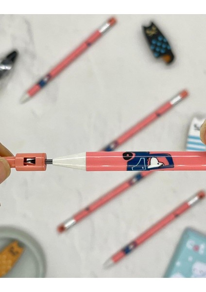 Kawaii Pembe Desenli Kalemtraşlı Kalın Uçlu Kurşun Kalem modelleri