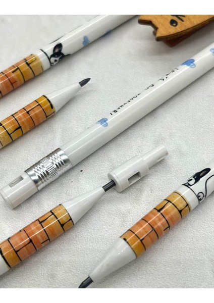 Kawaii Beyaz Desenli Kalemtraşlı Kalın Uçlu Kurşun Kalem fiyatları