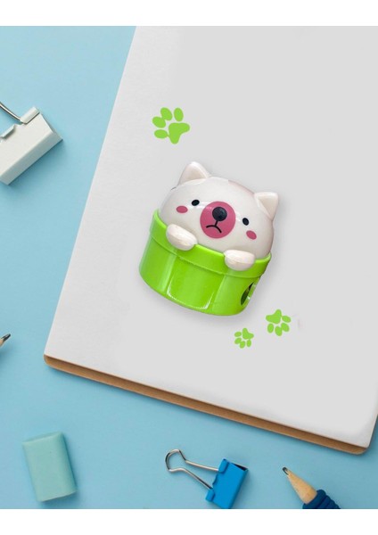 Yeşil Sevimli Kedi Kalemtraş