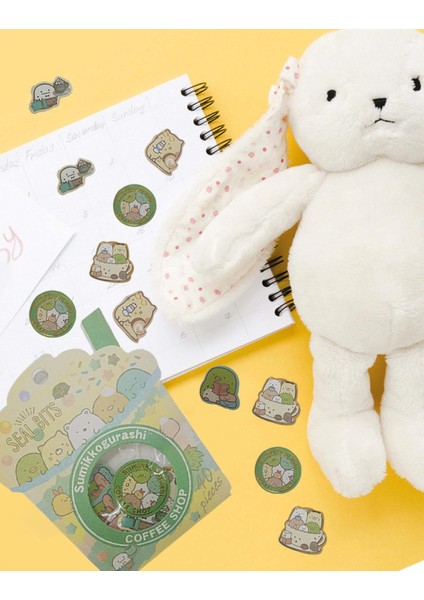 Yeşil/Kahverengi Sevimli Sumikko Gurashi Sticker Paket - Bullet Journal - Defter Süsleme - Çıkartma