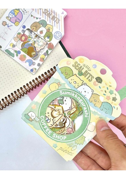 Yeşil/Kahverengi Sevimli Sumikko Gurashi Sticker Paket - Bullet Journal - Defter Süsleme - Çıkartma