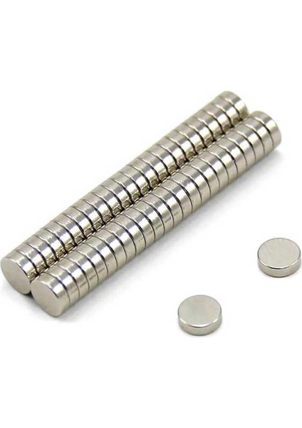 100 Adet 5X6MM Yuvarlak Güçlü Neodyum Mıknatıs - Neodim Magnet Çap 5mm , Kalınlık 6mm