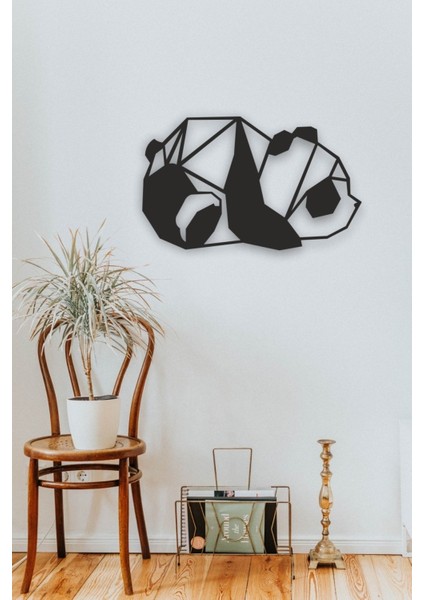 Yavru Panda Geometrik Tablo Ahşap Mdf Lazer Kesim