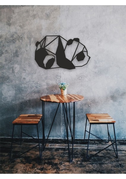 Yavru Panda Geometrik Tablo Ahşap Mdf Lazer Kesim