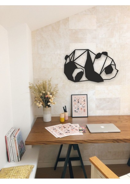 Yavru Panda Geometrik Tablo Ahşap Mdf Lazer Kesim