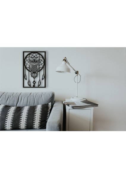 Sanatsal Baykuş Tablo Ahşap Mdf Lazer Kesim