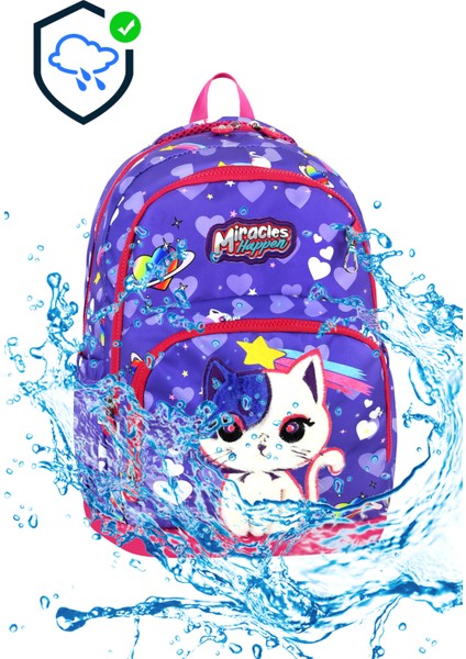 Kedi Desenli Üçlü Kız Çocuk Ilkokul Okul Çantası Seti ( Çanta +Termal Beslenme Çantası + Kalemlik) fırsatları
