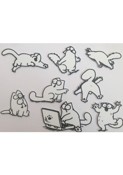 8 Farklı Simon's Cat Seri 4 Kedi Magnet Mıknatıslı Buzdolabı Süsü