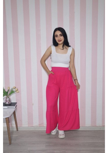 Bürümcük Bol Paça Büzgülü Lastikli Pantolon