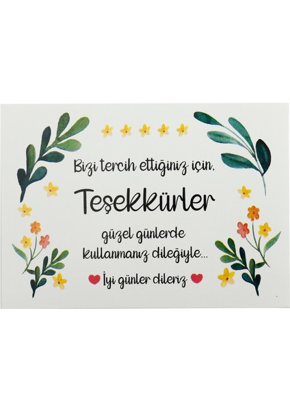 10 X 14 Cm Özel Baskılı Teşekkür Kartı 10 Adet