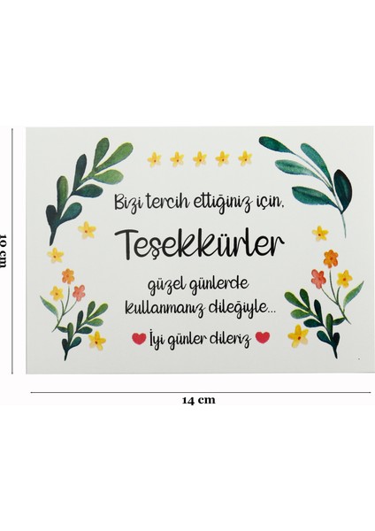 10 X 14 Cm Özel Baskılı Teşekkür Kartı 10 Adet