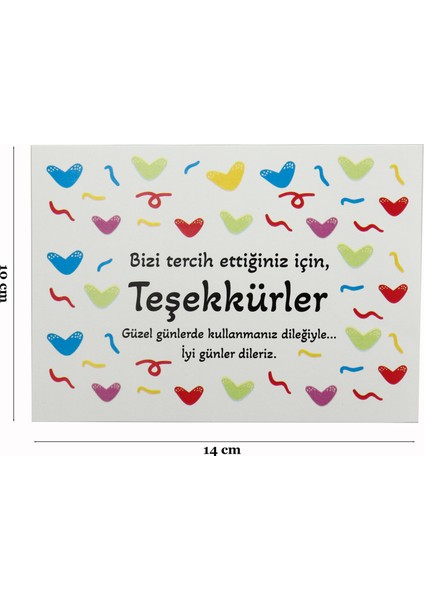 10 X 14 Cm Özel Baskılı Teşekkür Kartı 10 Adet modelleri