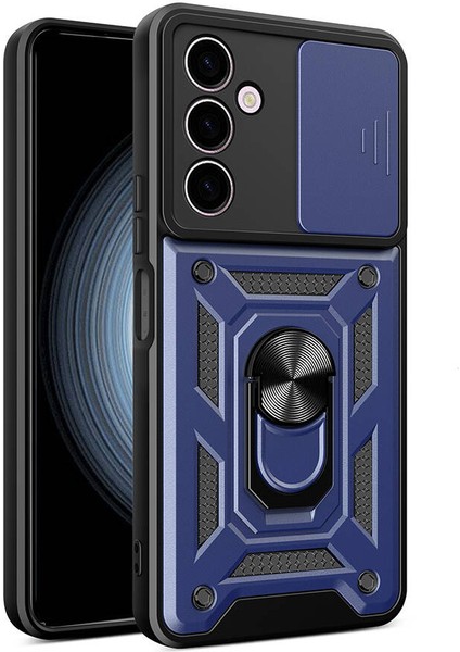 Samsung Galaxy A24 Kılıf Tank Magnetik Standlı Kamera Korumalı Sürgülü Vega Kapak