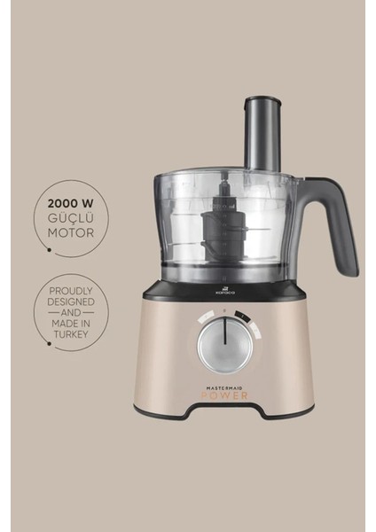 1200 Watt + Mastermaid Iconic Beige  1,5 Lt Hacimli 2000 W Kıyma Yapabilen Mutfak Robotu Blender Se