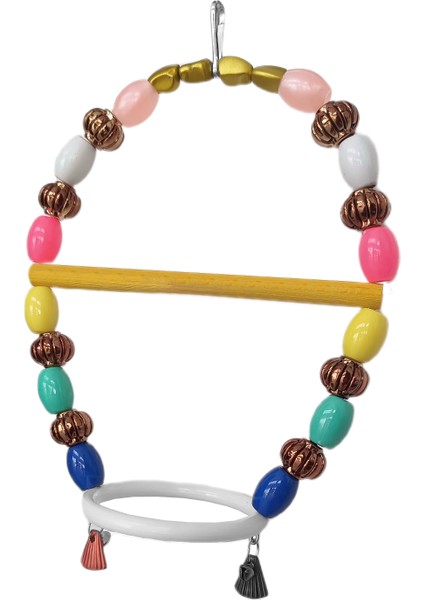 CLZ205 Renkli Boncuklu Oval Halkalı Papağan Salıncağı 15 Cm-23 cm fiyatları