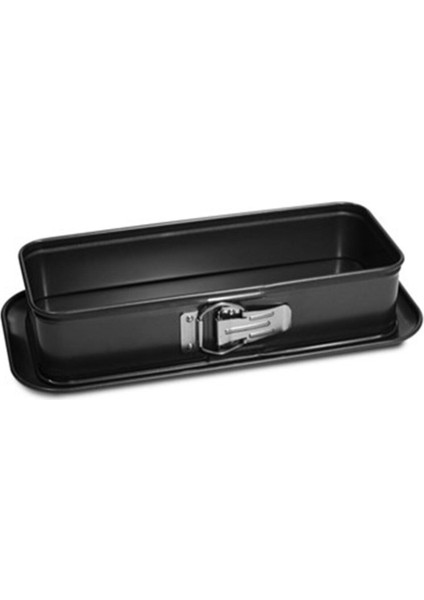Kelepçeli Baton (Dikdörtgen) Kelepçeli Kek Kalıbı 30X12 cm Siyah Metal