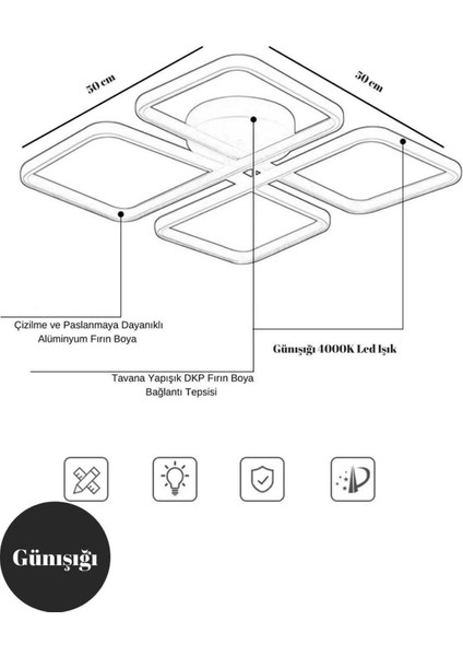 Novem Beyaz Plafonyer Ultra Süper Günışığı Ledli Avize