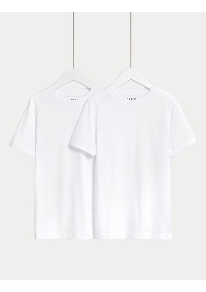Saf Pamuklu 2'li Kısa Kollu T-Shirt
