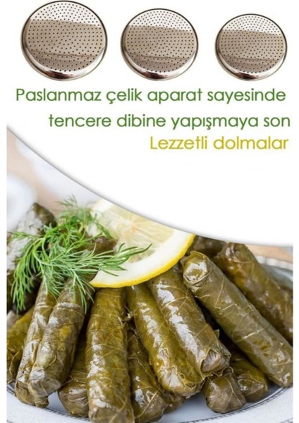 Paslanmaz Çelik Dolma Altlığı Delikli Çelik Pizza Lahmacun Tepsisi 3 Adet - 3 Boy