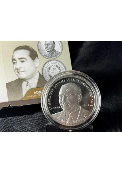 Adnan Menderes - Cumhuriyet Dönemi Türk Siyasetçileri No:2 Gümüş Hatıra Para Çil modelleri