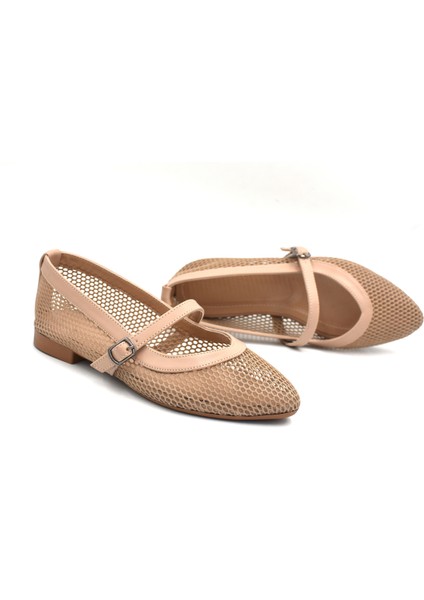 (Pine Cone) Düz Atkılı Fileli Günlük Rahat Kadın Babet Nut