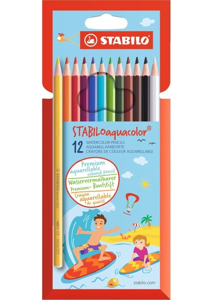 Aquacolor - Kuru Boya Kalemi - 12'li Paket - Çeşitli Renkler