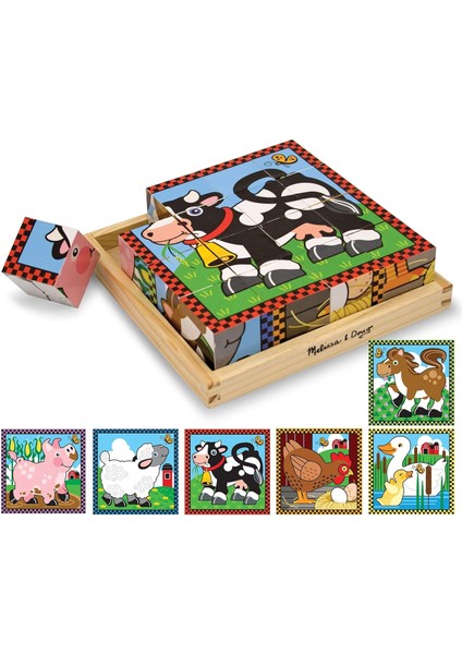 & Doug 10775 - Holzwuerfel-Puzzle, Bauernhofszenen