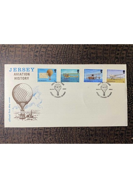 Ingiliz Sömürge Ingiltere Ilk Gün Zarfı ve Pulları Fdc Jersey Uçak Havacılık Temalı Damgalı Tam Seri Jersey 1973, Manned Flight History