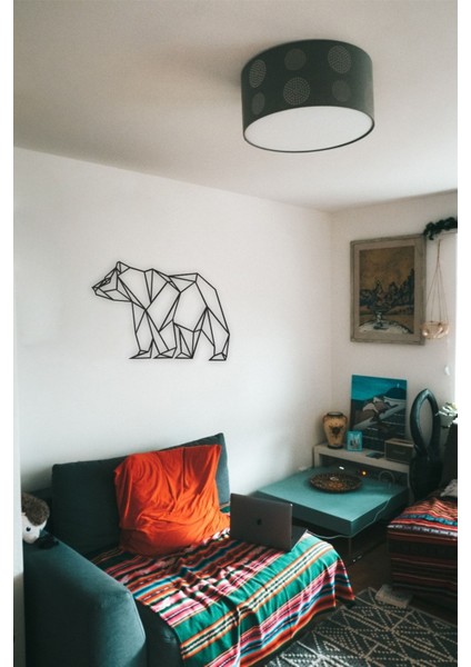 Panda Geometrik Ayı Tablo Ahşap Mdf Lazer Kesim