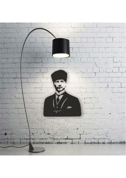 Siyah Ata Atatürk Silüet Tablo Ahşap Mdf Lazer Kesim