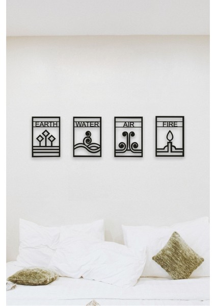 4 Element Tablo Ahşap Mdf Lazer Kesim