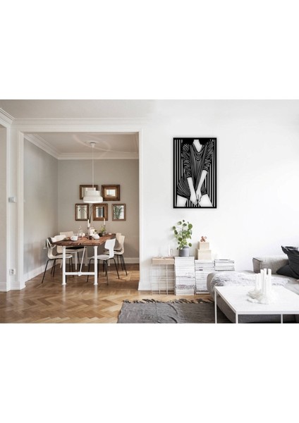 Çizgili Kadın Tablo Ahşap Mdf Lazer Kesim