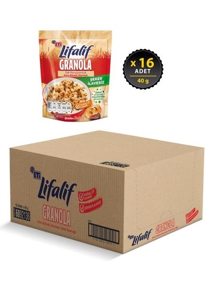 Lifalif Granola Elmalı , Hurmalı 40 G x 16 Adet