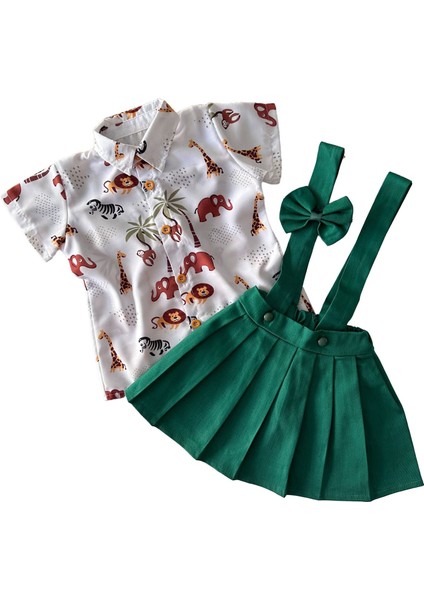 Safari Desen Gömlek ve Gabardin Etek Takım - Yeşil fiyatları