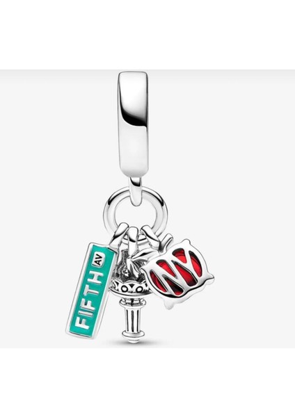 Lines Bijuteri Nyc Apple Torch and Street Sign Triple Dangle Charm