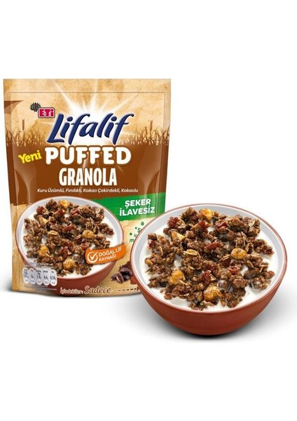 Lifalif Puffed Granola Kakao 160 G x 12 Adet