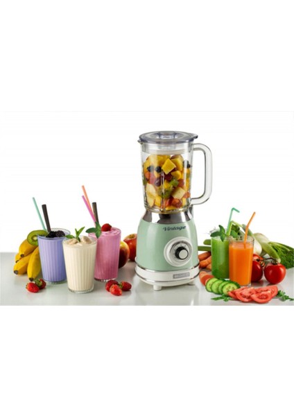 C / F Vintage Kettle, Ekmek Kızartma Makinesi ve Cam Blender 1000 Watt Yeşil Yeşil Modern Cam 1 - 2