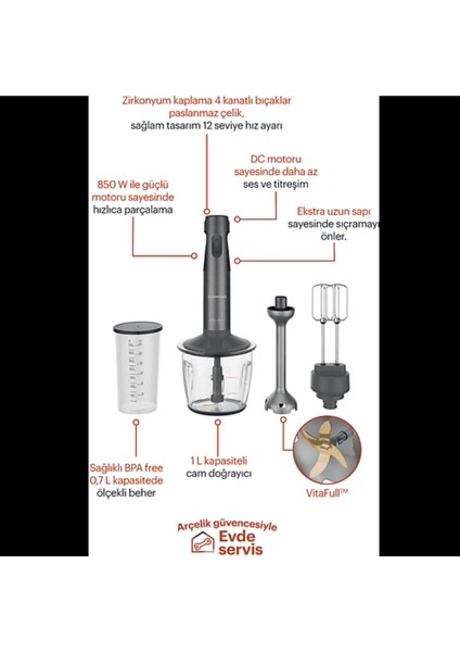 220 - 240 V Cam Hazne-Çubuk Blender-Çırpma Işlevi-Parçalama Işlevli Blender Seti Metal 800 - 1200 W