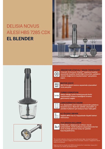 220 - 240 V Cam Hazne-Çubuk Blender-Çırpma Işlevi-Parçalama Işlevli Blender Seti Metal 800 - 1200 W