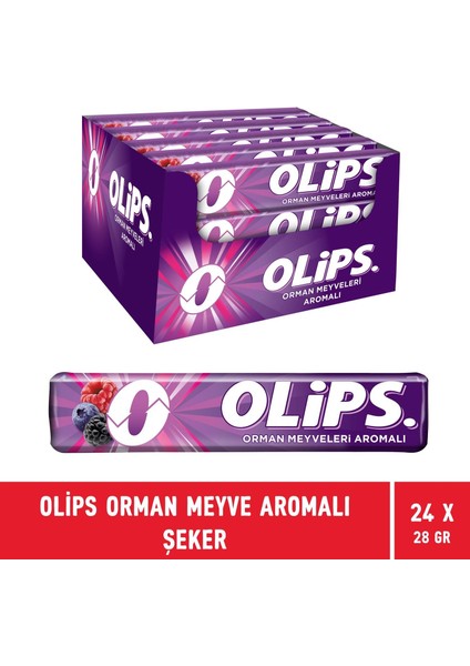 Olips Orman Meyve Aromalı Ferahlatıcı Stick Şeker 28 gr - 24 Adet