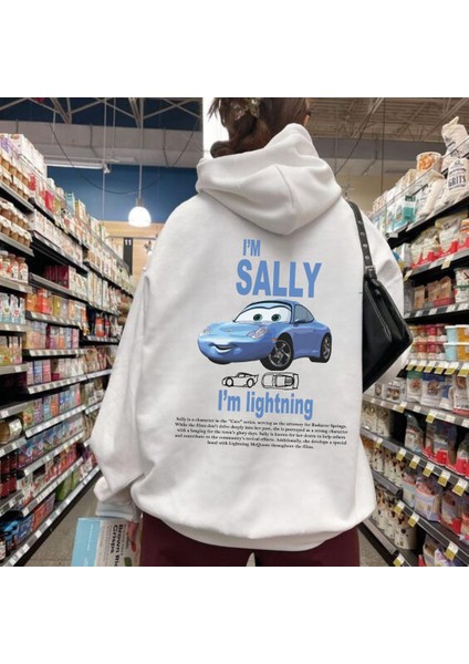 Touz Moda I'm Sally Cars Sweatshirt Beyaz