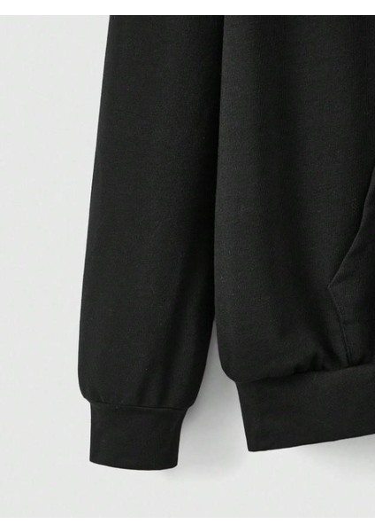 Skull Punk Baskılı Oversize Fermuarlı Siyah Kapüşonlu Hırka indirimleri