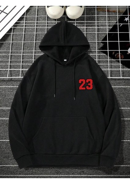 Los Angeles Baskılı Kapşonlu Siyah Sweatshirt