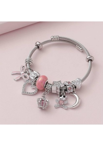 Touz Moda Ribbon Detaylı Zirkon Charm Bileklik