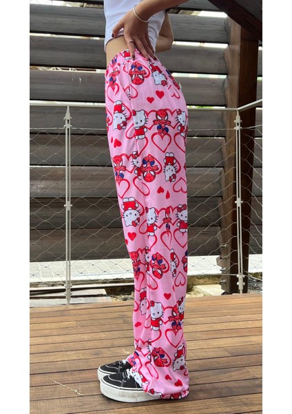 Hello Kitty & Spider-Man Detaylı Pembe Bol Eşofman Altı fırsatları