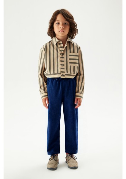 Çocuk Beli Bağcıklı Mevsimlik Esnek Okul Pantolonu